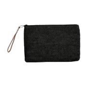 Ibeliv Raphia Crochet Clutch Ampy Black, Dam