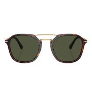 Persol Fyrkantiga Havana Solglasögon med Gröna Linser Brown, Unisex