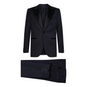 Brioni Blå Ull Tuxedo Kostym Sidens Detaljer Blue, Herr