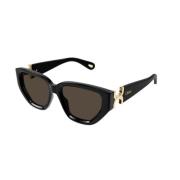 Chloé Svart Brun Solglasögon Modell Ch0235S Black, Unisex