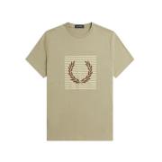 Fred Perry Randig Laurel Wreath Jersey Skjorta Beige, Herr