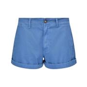 Ralph Lauren Blå Chino Shorts med Uppvikt Nederkant Blue, Dam