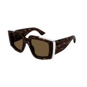 Alexander McQueen Brun Havana Solglasögon Am0446S 002 Brown, Unisex