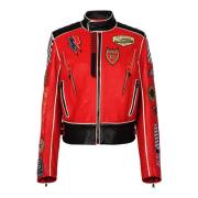 Balmain Lammskinnjacka med Racing-patches Red, Herr