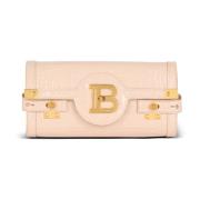 Balmain B-Buzz Pouch 23 i krokodilpräglat kalvskinn Beige, Dam