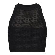 Balmain PB Labyrinth stickad topp Black, Dam