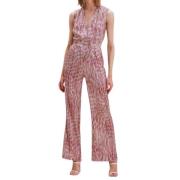 Nenette Satin Jumpsuit med skuggtryck Multicolor, Dam