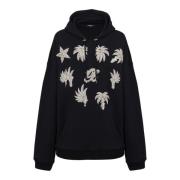 Balmain Hoodie med broderade märken Black, Herr