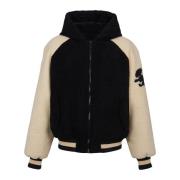 Balmain Vändbar varsity-stil pufferjacka med huva Black, Herr