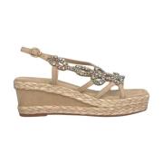 Alma EN Pena Glittrande Kil Sandal Beige, Dam