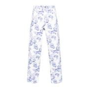 Isabel Marant Blå Blommig Högmidjade Jeans Multicolor, Herr