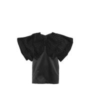 Rotate Birger Christensen Natalie Velvet Ruffle Klänning Black, Dam