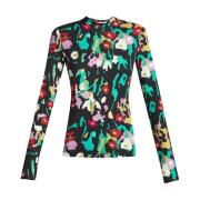 Proenza Schouler Blommig Jersey Turtleneck Top Multicolor, Dam