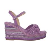 ALMA EN PENA Rhinestone Wedge Sandal med Flätad Detalj Purple, Dam