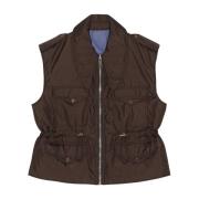 Ganni Quiltad Reversibel Ripstop Väst Brown, Dam