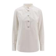 Chloé Vit Crew-Neck Blus Sydda Profiler White, Dam