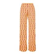 Maliparmi Jacquard Byxor Rak Linje Elastisk Midja Orange, Dam