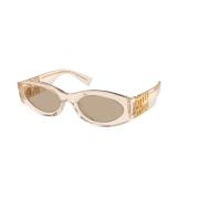 Miu Miu Brun Ram Mörkbruna Linser Solglasögon Brown, Unisex