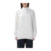 Aspesi Vit Cardigan Sweater Regular Fit White, Dam