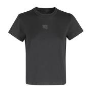 T by Alexander Wang Essentiell Krympt T-shirt Black, Dam