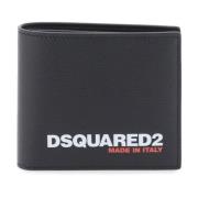 Dsquared2 Grained Leather Bob Wallet med Logo Black, Herr