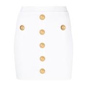 Balmain Vit Ribbstickad Minikjol White, Dam