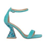 Alma EN Pena Rhinestone Häl Sandal Green, Dam