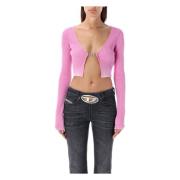 Diesel Rosa Stickat Aw24 M-Latina Kofta Pink, Dam