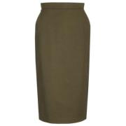 Max Mara Canvas Pennkjol med Bakslits Green, Dam