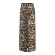 Neo Noir Leopard Print High Waist Denim Kjol Multicolor, Dam