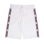 Love Moschino Vita Sportiga Shorts Bomull Elastisk White, Herr