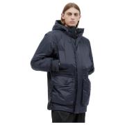 Rains Huva fodrad parka med logopatch Blue, Herr