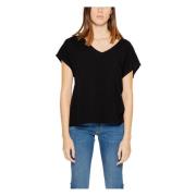 Jacqueline de Yong V-ringad Topp Dam T-Shirt Vår/Sommar Black, Dam