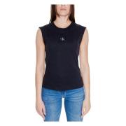 Calvin Klein Jeans Vävd Label T-shirt Höst/Vinter Kollektion Black, Da...