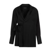 Fabiana Filippi Svart Viskos Blazer Wrap Design Black, Dam