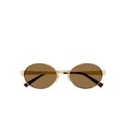 Saint Laurent Oval Metallram Solglasögon Bruna Linser Yellow, Unisex