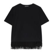 Elena Mirò T-shirt med volangkant Black, Dam