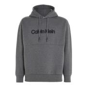 Calvin Klein Broderad Hoodie Mörkgrå Heather Gray, Herr