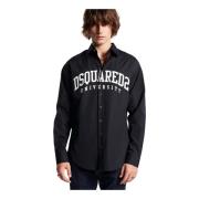 Dsquared2 Varsity Skjorta med Sänkta Axlar Black, Herr