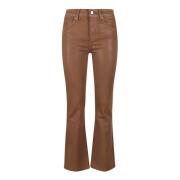 Paige Flared Hög Midja Imitationsläder Jeans Brown, Dam