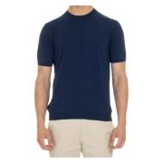 Tagliatore Blå Bomullstickad T-shirt Polo Blue, Herr