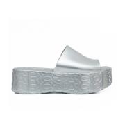 Melissa Silver Flatform Slides Becky + Marc Jacobs Gray, Dam