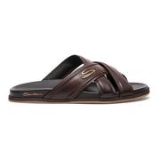 Santoni Lädersandal för män Brown, Herr