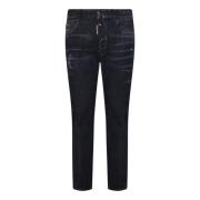 Dsquared2 Svart Slim-Fit Använd-Tvätt Denim Jeans Black, Herr