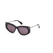 Max Mara Shiny Black Smoke Solglasögon Black, Unisex