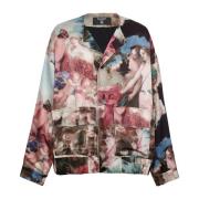 Balmain Varsityjacka i satin med pastelltryck Multicolor, Herr