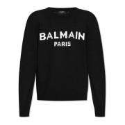 Balmain Logostrickad tröja Black, Herr