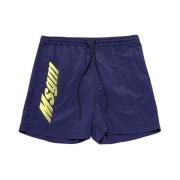 Msgm Nylonbadshorts med logotyp Blue, Herr