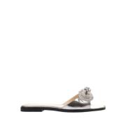 Mach & Mach Silver Bow Platta Sandaler med Rhinestones Gray, Dam