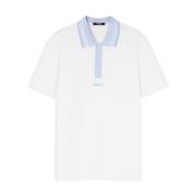 Versace Barocco Print Polo Skjorta Vit White, Herr